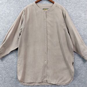 Sierra Trading Post Shirt Womens Sz L Long Sleeve Button Up Linen Blend Casual